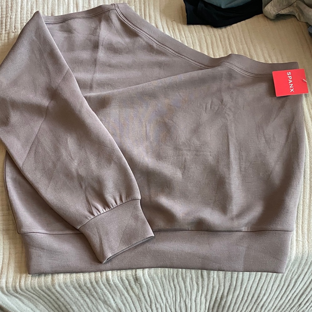 SPANX taupe one shoulder air essentials top